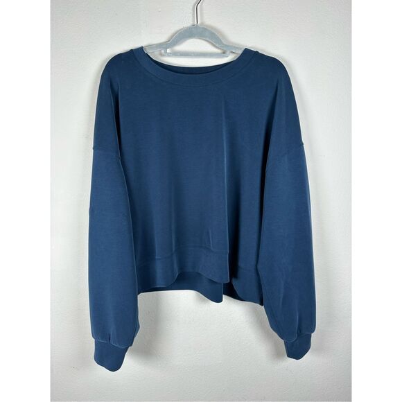 Lululemon Perfectly Oversized Cropped Crew Softstreme Navy Blue Sz 14 (XL) - Picture 1 of 4